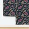 Dark Floral Victorian Romantic Traditional Moody Bohemian Rich Boho Chintz Garden Midnight Blue Jacobean Climbing Vines Purple Custom Removable Wallpaper by Spoonflower Peel & Stick Wallpaper 2FT Wide